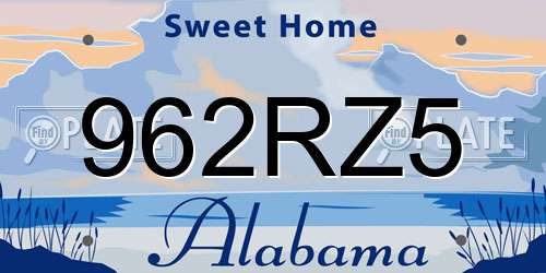 962RZ5 Alabama License Plate
