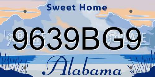 9639BG9 Alabama License Plate
