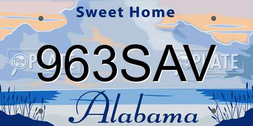 963SAV Alabama License Plate
