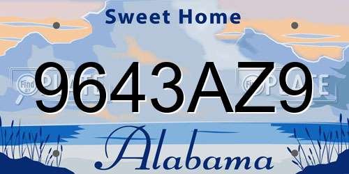 9643AZ9 Alabama License Plate