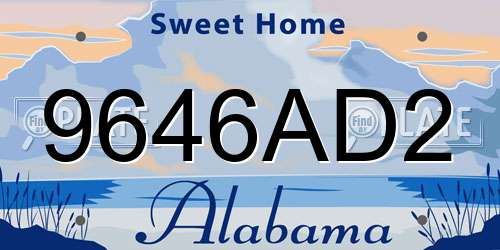 9646AD2 Alabama License Plate
