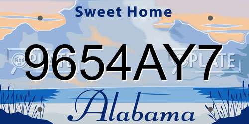 9654AY7 Alabama License Plate