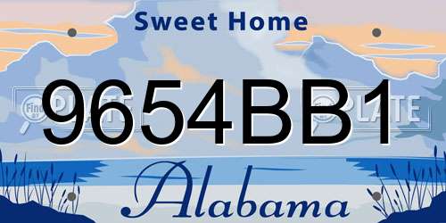 9654BB1 Alabama License Plate