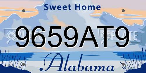 9659AT9 Alabama License Plate