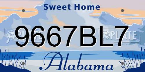 9667BL7 Alabama License Plate