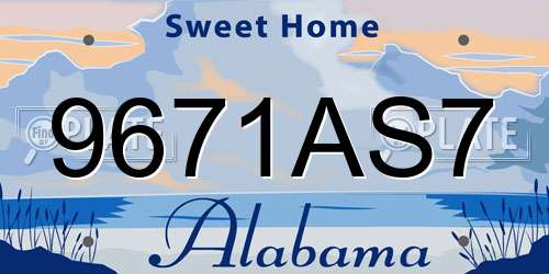 9671AS7 Alabama License Plate