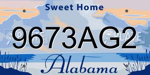9673AG2 Alabama License Plate