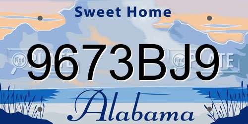 9673BJ9 Alabama License Plate