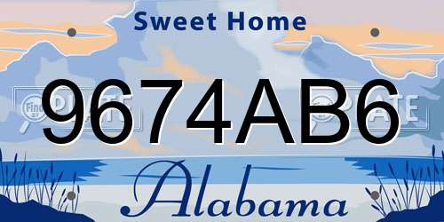 9674AB6 Alabama License Plate