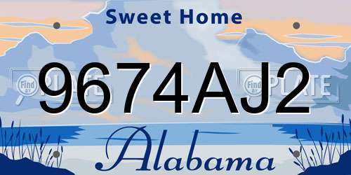 9674AJ2 Alabama License Plate