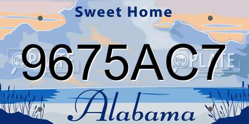 9675AC7 Alabama License Plate