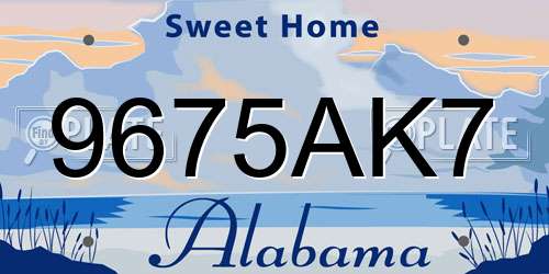 9675AK7 Alabama License Plate
