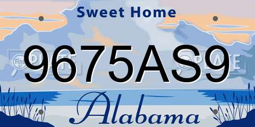 9675AS9 Alabama License Plate