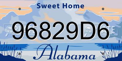 96829D6 Alabama License Plate