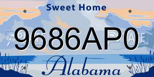 9686AP0 Alabama License Plate