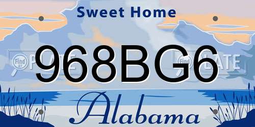 968BG6 Alabama License Plate