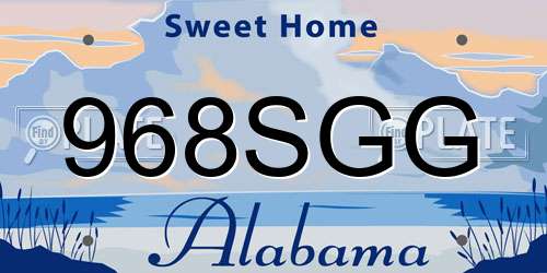 968SGG Alabama License Plate