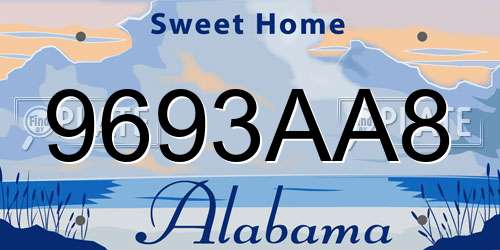 9693AA8 Alabama License Plate