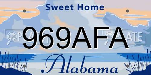 969AFA Alabama License Plate