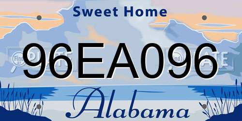 96EA096 Alabama License Plate