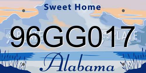 96GG017 Alabama License Plate