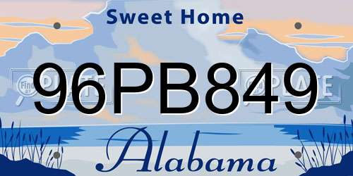 96PB849 Alabama License Plate