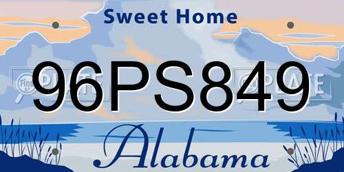 96PS849 Alabama License Plate