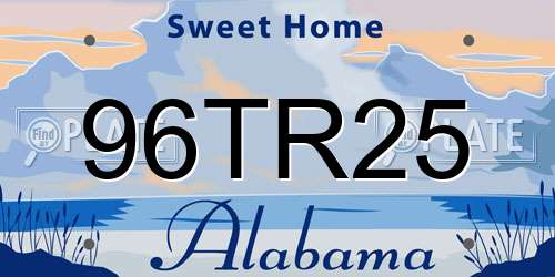 96TR25 Alabama License Plate