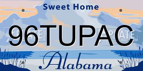 96TUPAC Alabama License Plate
