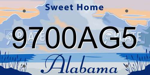 9700AG5 Alabama License Plate