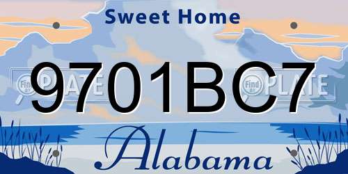 9701BC7 Alabama License Plate