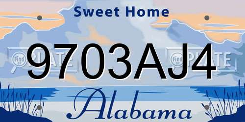 9703AJ4 Alabama License Plate
