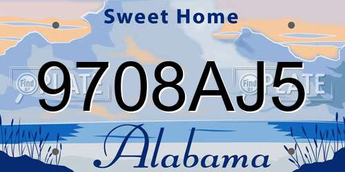 9708AJ5 Alabama License Plate
