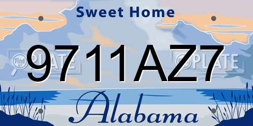 9711AZ7 Alabama License Plate
