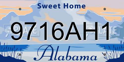 9716AH1 Alabama License Plate