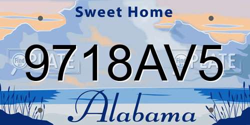 9718AV5 Alabama License Plate
