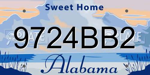 9724BB2 Alabama License Plate