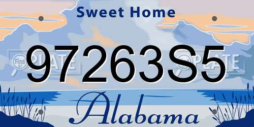 97263S5 Alabama License Plate