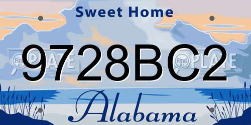 9728BC2 Alabama License Plate