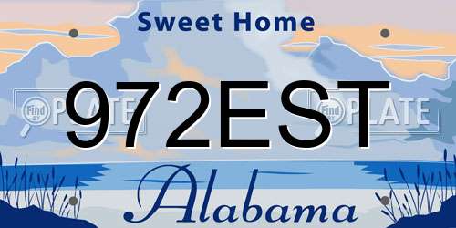 972EST Alabama License Plate