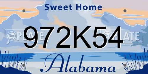 972K54 Alabama License Plate