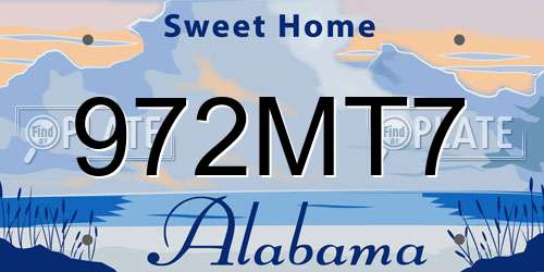 972MT7 Alabama License Plate