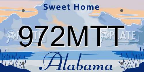 972MTT Alabama License Plate