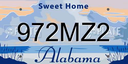 972MZ2 Alabama License Plate