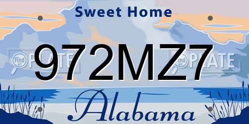 972MZ7 Alabama License Plate