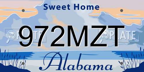 972MZT Alabama License Plate