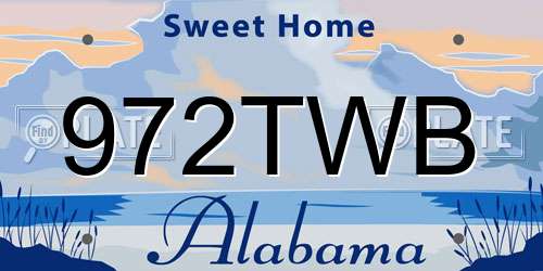 972TWB Alabama License Plate
