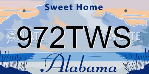 972TWS Alabama License Plate