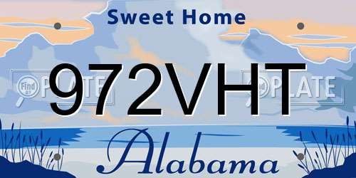 972VHT Alabama License Plate