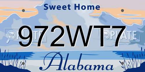 972WT7 Alabama License Plate